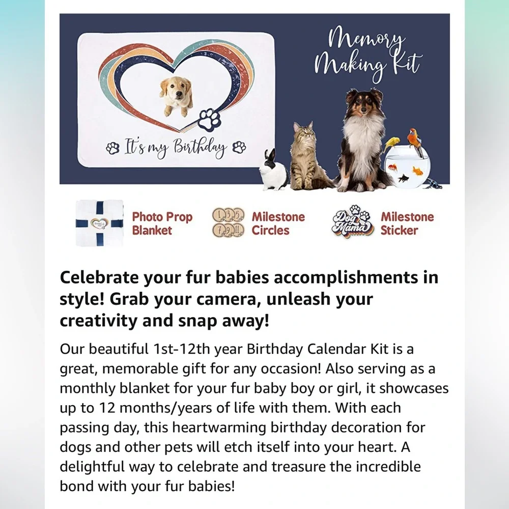 NIP Pet Birthday Milestone Blanket set